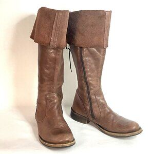 SOLD Steve Madden Omegaa Y2K Fold Over Pirate Boots Brown Leather Sz 9.5 Faire